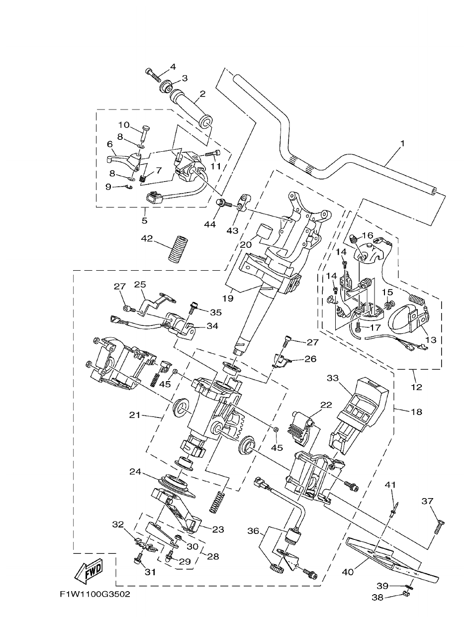 Yamaha FX1800A-H(6S51)F1W7 STEERING 1 parts diagram